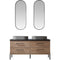 Trento 60" Double Sink-O Bath Vanity in North American Oak with Black Sintered Stone Top Oval Concrete Sink