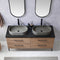 Trento 60" Double Sink-O Bath Vanity in North American Oak with Black Sintered Stone Top Oval Concrete Sink