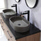 Trento 60" Double Sink-O Bath Vanity in North American Oak with Black Sintered Stone Top Oval Concrete Sink