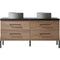 Trento 60" Double Sink-R Bath Vanity in North American Oak with Black Sintered Stone Top Circular Concrete Sink