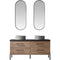 Trento 60" Double Sink-R Bath Vanity in North American Oak with Black Sintered Stone Top Circular Concrete Sink