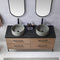 Trento 60" Double Sink-R Bath Vanity in North American Oak with Black Sintered Stone Top Circular Concrete Sink