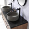 Trento 60" Double Sink-R Bath Vanity in North American Oak with Black Sintered Stone Top Circular Concrete Sink