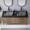 Trento 60" Double Sink-Bath Vanity in North American Oak with Black Sintered Stone Top Rectangular Concrete Sink