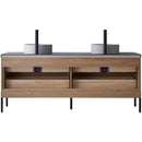 Trento 72" Double Sink-C Bath Vanity in North American Oak with Black Sintered Stone Top Circular Concrete Sink