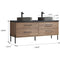 Trento 72" Double Sink-O Bath Vanity in North American Oak with Black Sintered Stone Top Oval Concrete Sink