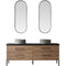 Trento 72" Double Sink-R Bath Vanity in North American Oak with Black Sintered Stone Top Circular Concrete Sink