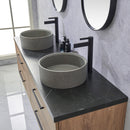 Trento 72" Double Sink-R Bath Vanity in North American Oak with Black Sintered Stone Top Circular Concrete Sink