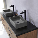 Trento 72" Double Sink-S Bath Vanity in North American Oak with Black Sintered Stone Top Rectangular Concrete Sink