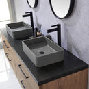 Trento 72" Double Sink-S Bath Vanity in North American Oak with Black Sintered Stone Top Rectangular Concrete Sink