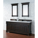 James Martin Brookfield 72" Burnished Mahogany Double Vanity with 3 cm Classic White Quartz Top 147-114-5761-3CLW