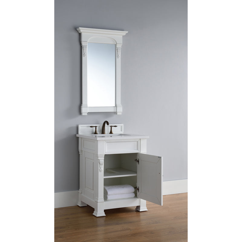 James Martin Brookfield 26" Bright White Single Vanity with 3 cm Classic White Quartz Top 147-V26-BW-3CLW