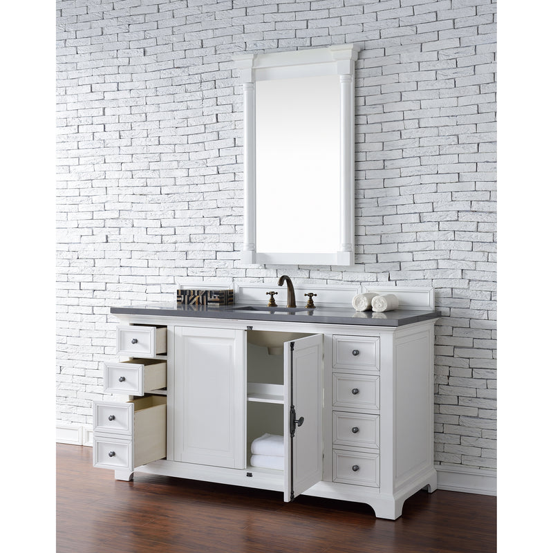 James Martin Providence 60" Single Vanity Cabinet Bright White with 3 cm Gray Expo Quartz Top 238-105-V60S-BW-3GEX