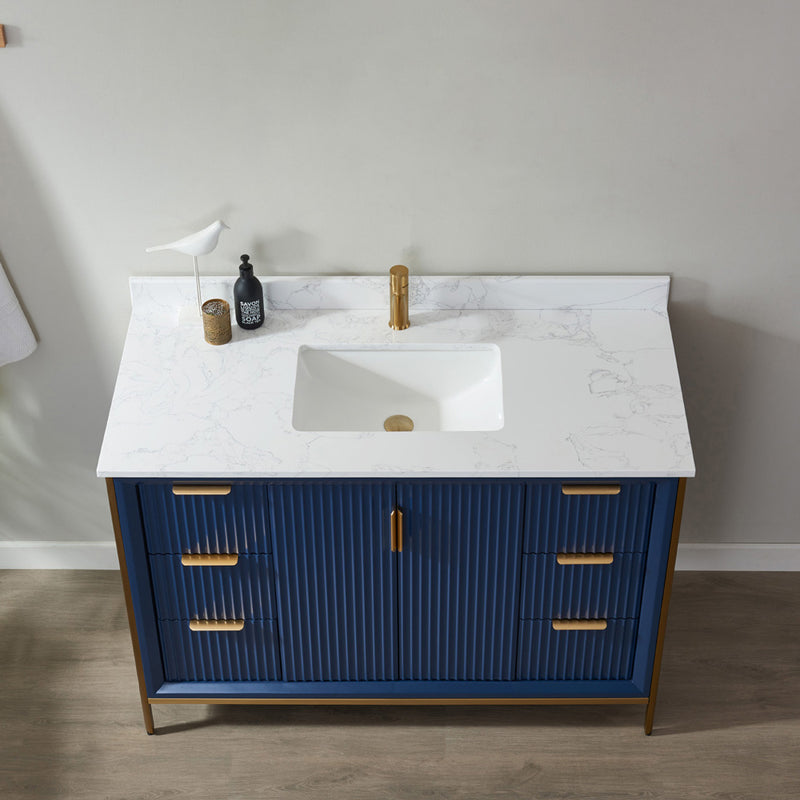 Vinnova Design Granada 48" Vanity with White Composite Grain Stone Countertop