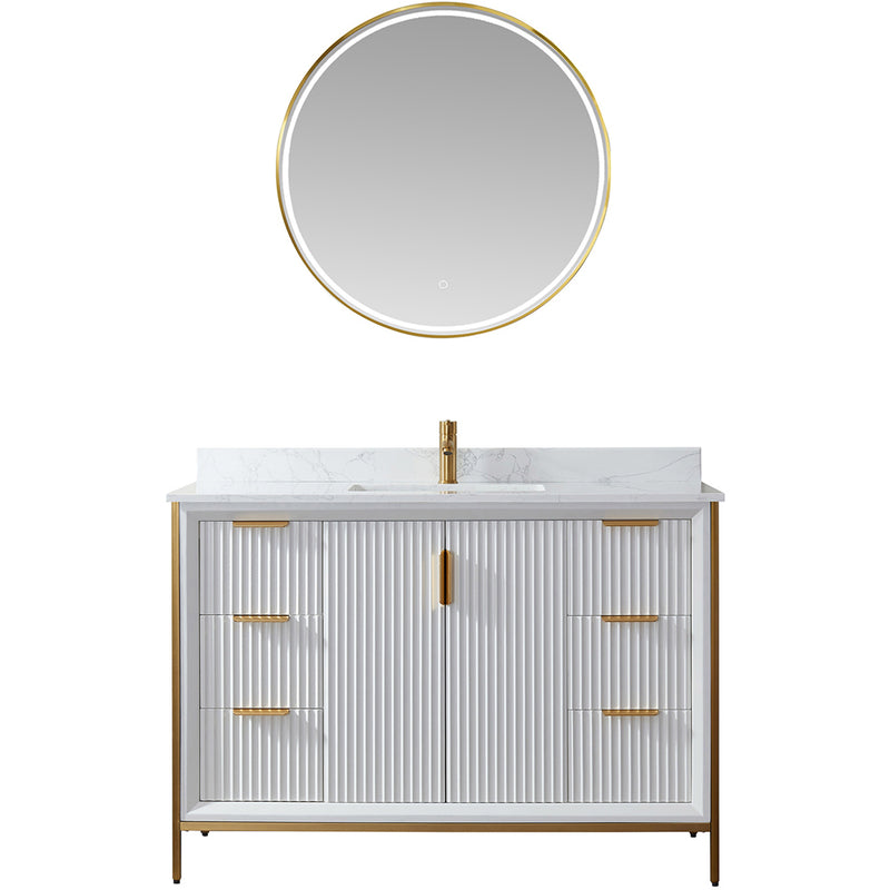 Vinnova Design Granada 48" Vanity with White Composite Grain Stone Countertop