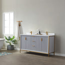 Vinnova Design Granada 60" Vanity with White Composite Grain Stone Countertop