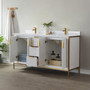 Vinnova Design Granada 60" Vanity with White Composite Grain Stone Countertop