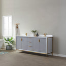 Vinnova Design Granada 72" Vanity with White Composite Grain Stone Countertop