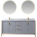 Vinnova Design Granada 72" Vanity with White Composite Grain Stone Countertop