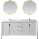 Vinnova Design Granada 72" Vanity with White Composite Grain Stone Countertop