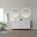 Vinnova Design Granada 72" Vanity with White Composite Grain Stone Countertop