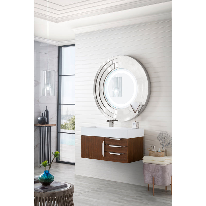 James Martin Mercer Island 36" Single Vanity Coffee Oak with Glossy White Composite Top 389-V36-CFO-A-GW