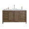 James Martin Chicago 60" Single Vanity Whitewashed Walnut with 3 cm Classic White Quartz Top 305-V60S-WWW-3CLW