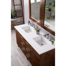 James Martin Metropolitan 60" Double Vanity American Walnut with 3 cm Classic White Quartz Top 850-V60D-AWT-3CLW