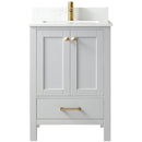 Vinnova Design Shannon 24" Single Vanity and Composite Carrara White Stone Countertop