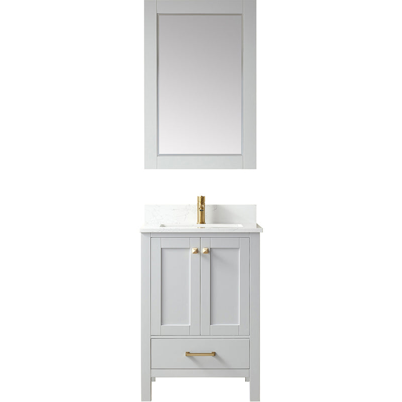 Vinnova Design Shannon 24" Single Vanity and Composite Carrara White Stone Countertop