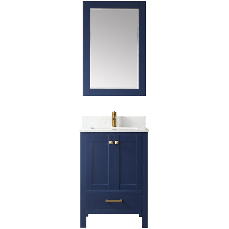 Vinnova Design Shannon 24" Single Vanity and Composite Carrara White Stone Countertop