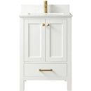 Vinnova Design Shannon 24" Single Vanity and Composite Carrara White Stone Countertop