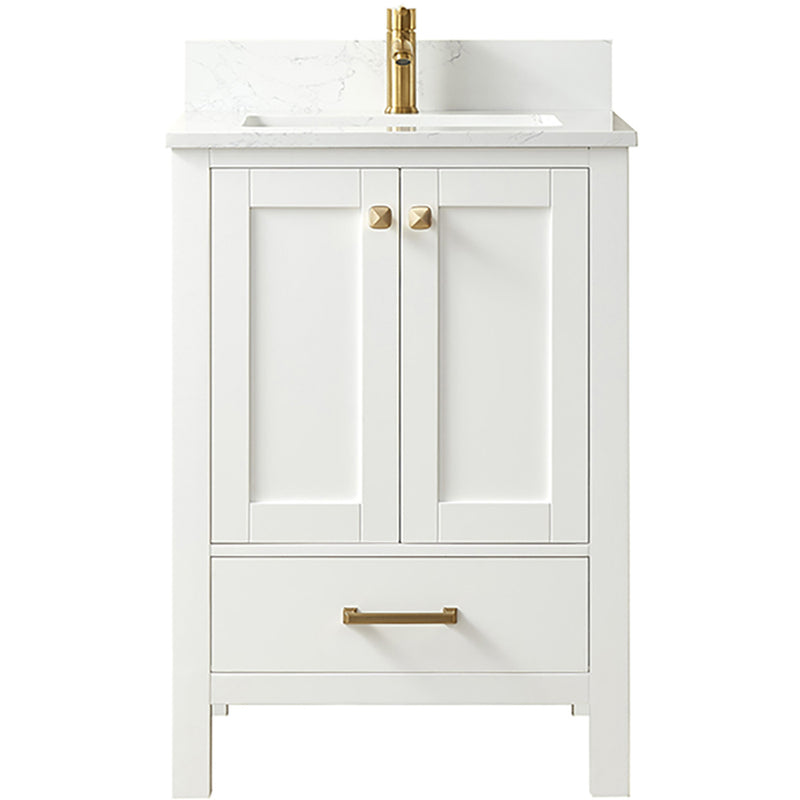 Vinnova Design Shannon 24" Single Vanity and Composite Carrara White Stone Countertop