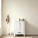 Vinnova Design Shannon 24" Single Vanity and Composite Carrara White Stone Countertop