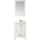 Vinnova Design Shannon 24" Single Vanity and Composite Carrara White Stone Countertop