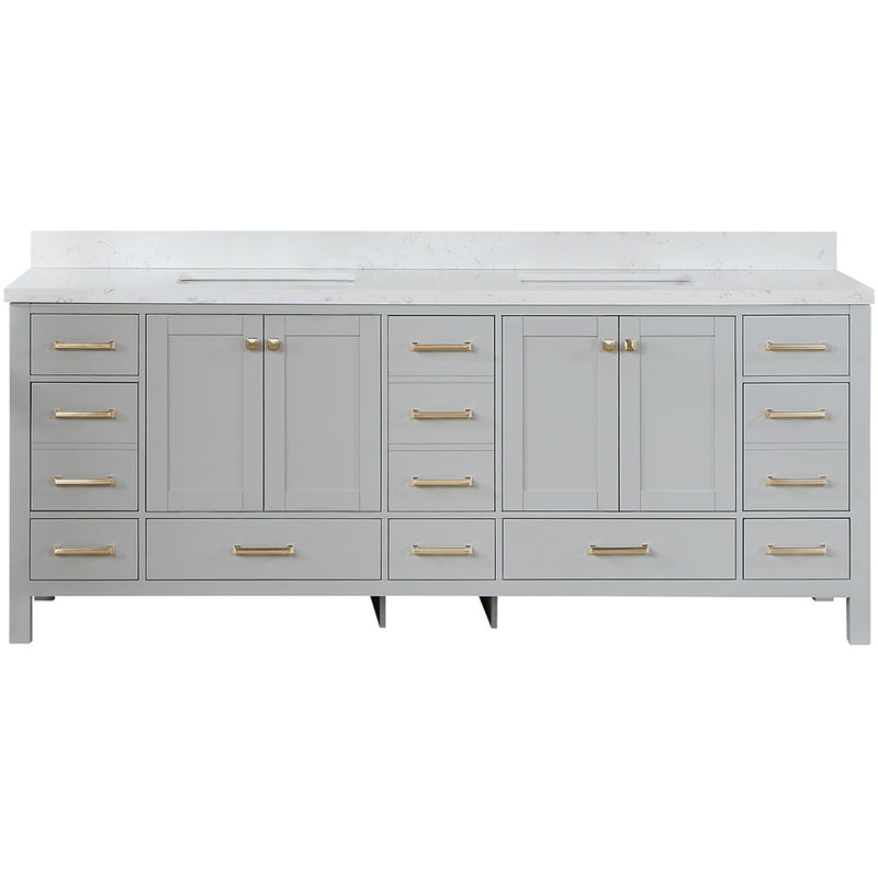 Vinnova Design Shannon 84" Double Vanity and Composite Carrara White Stone Countertop