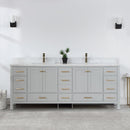 Vinnova Design Shannon 84" Double Vanity and Composite Carrara White Stone Countertop