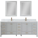 Vinnova Design Shannon 84" Double Vanity and Composite Carrara White Stone Countertop