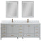 Vinnova Design Shannon 84" Double Vanity and Composite Carrara White Stone Countertop