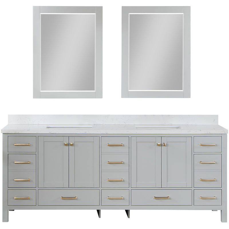 Vinnova Design Shannon 84" Double Vanity and Composite Carrara White Stone Countertop