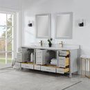 Vinnova Design Shannon 84" Double Vanity and Composite Carrara White Stone Countertop