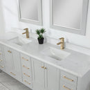 Vinnova Design Shannon 84" Double Vanity and Composite Carrara White Stone Countertop