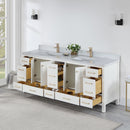 Vinnova Design Shannon 84" Double Vanity and Composite Carrara White Stone Countertop