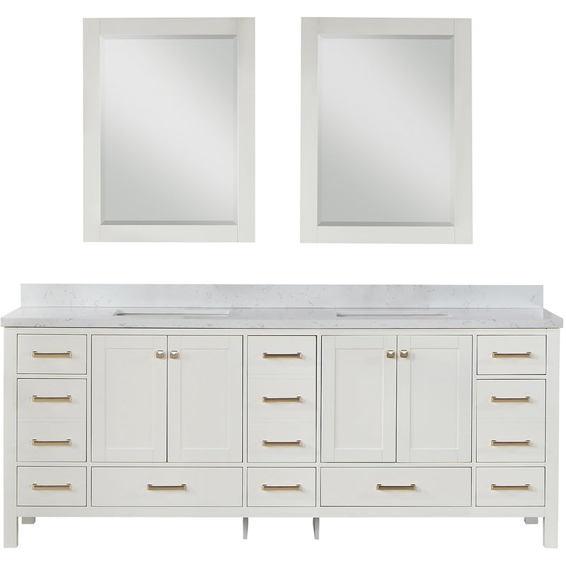 Vinnova Design Shannon 84" Double Vanity and Composite Carrara White Stone Countertop