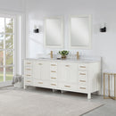 Vinnova Design Shannon 84" Double Vanity and Composite Carrara White Stone Countertop