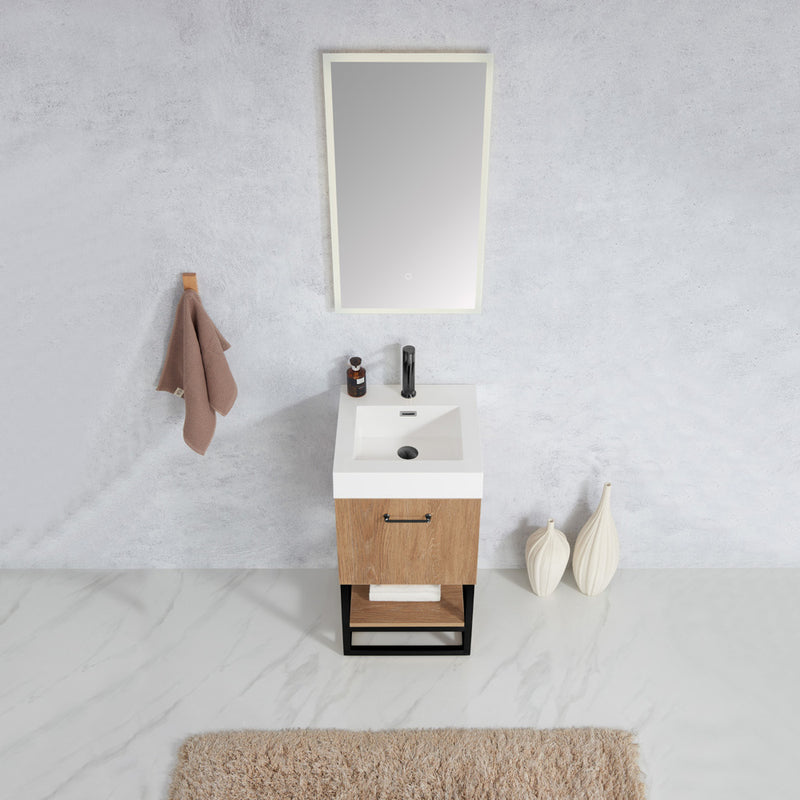 Vinnova Design Alistair 18B" Single Sink Bath Vanity with White Grain Stone Countertop