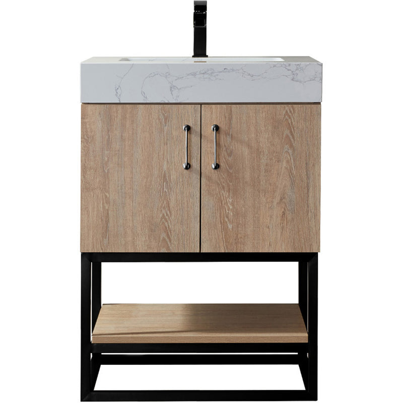 Vinnova Design Alistair 24B" Single Vanity with White Grain Stone Countertop