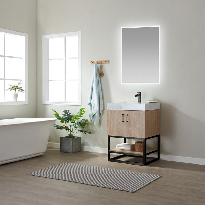 Vinnova Design Alistair 24B" Single Vanity with White Grain Stone Countertop