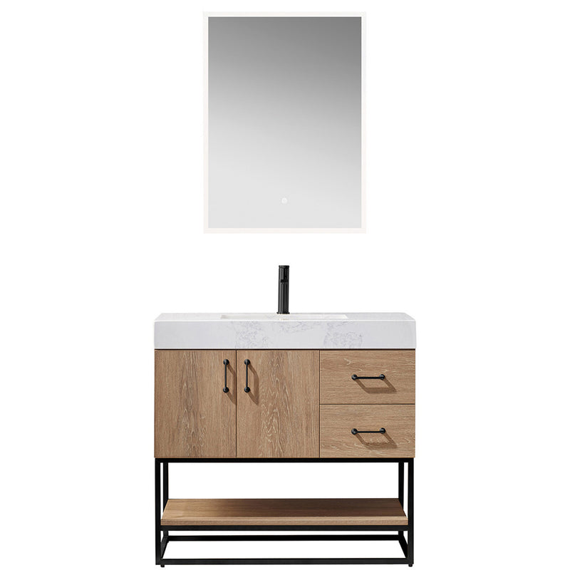 Vinnova Design Alistair 36B" Single Vanity with White Grain Stone Countertop