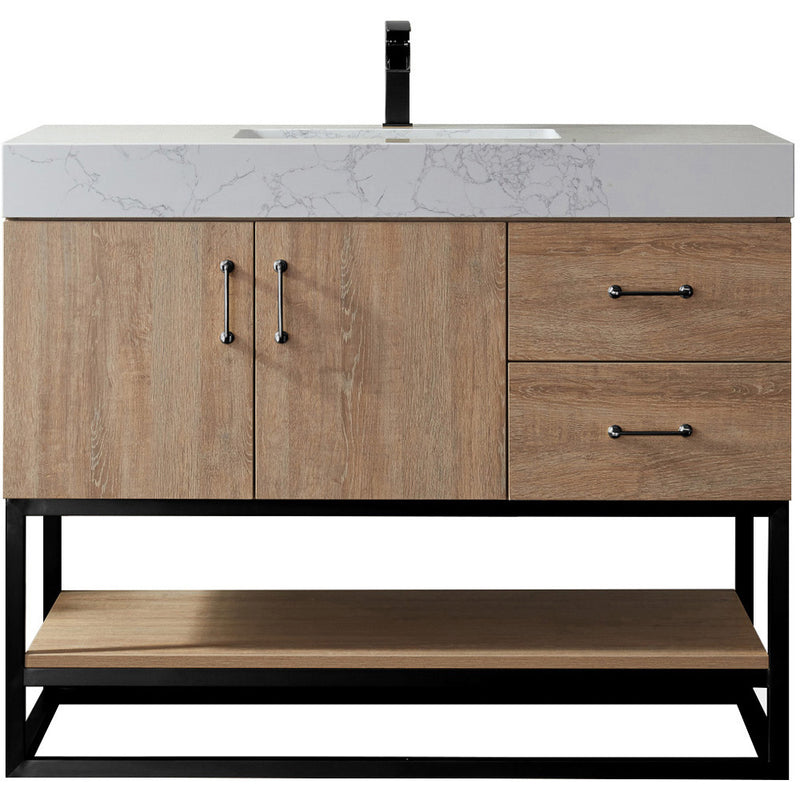 Vinnova Design Alistair 42B" Single Vanity with White Grain Stone Countertop